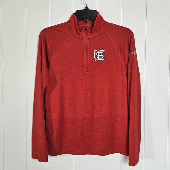 YXL Red Under Armour St. Louis Cardinals Heat Gear Pullover 1/4 Zip - Picture 1 of 5